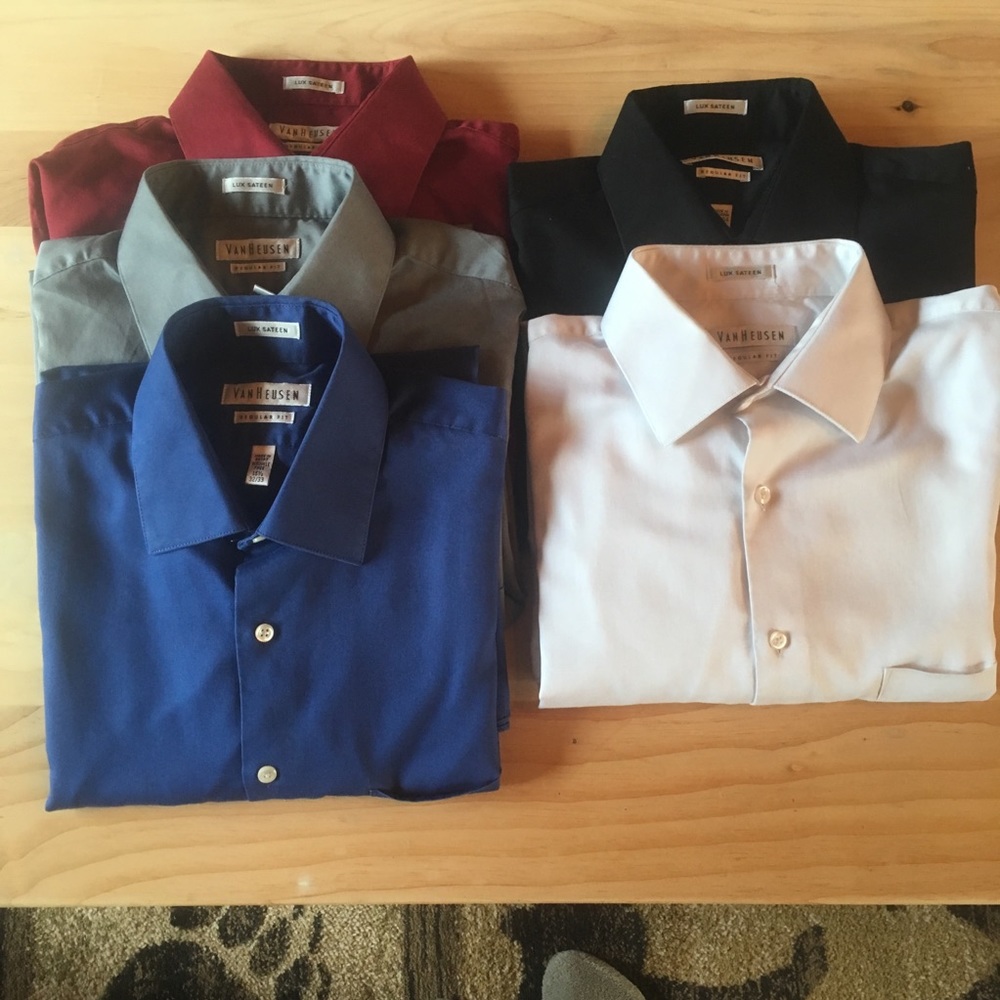 5 VanHeusen Men’s Long Sleeved Dress Shirt